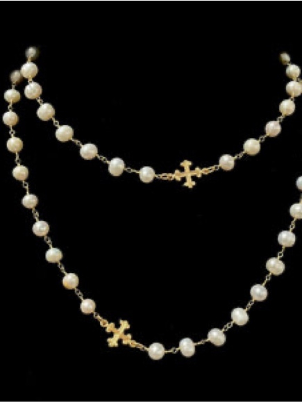 NWOT Whispering Goddess Gold Cross and Freshwater Pearl Necklace/Bracelet